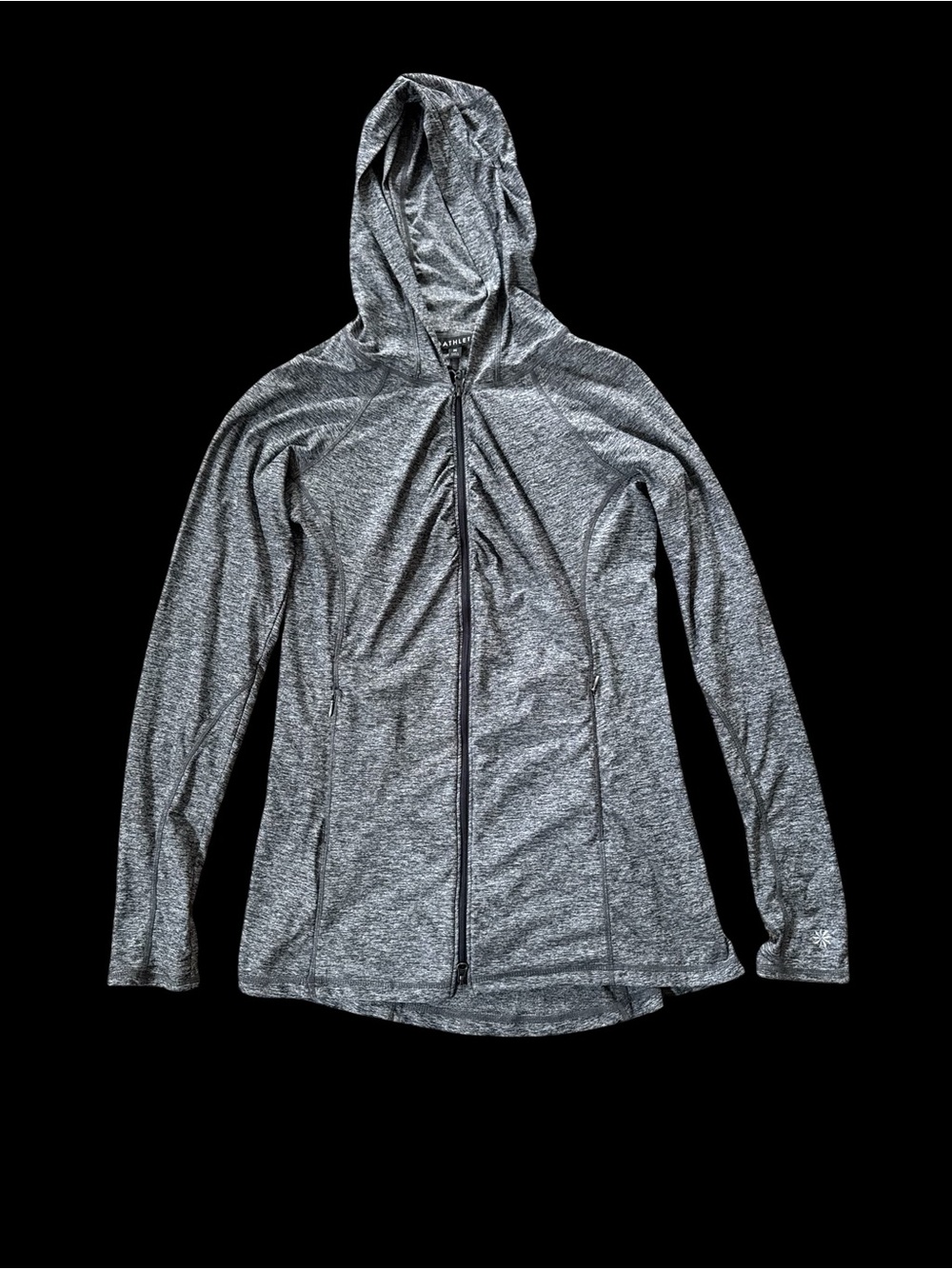 Athleta Full Zip Hooded Jacket Women’s Medium Gray Space Dye Athletic Stretch